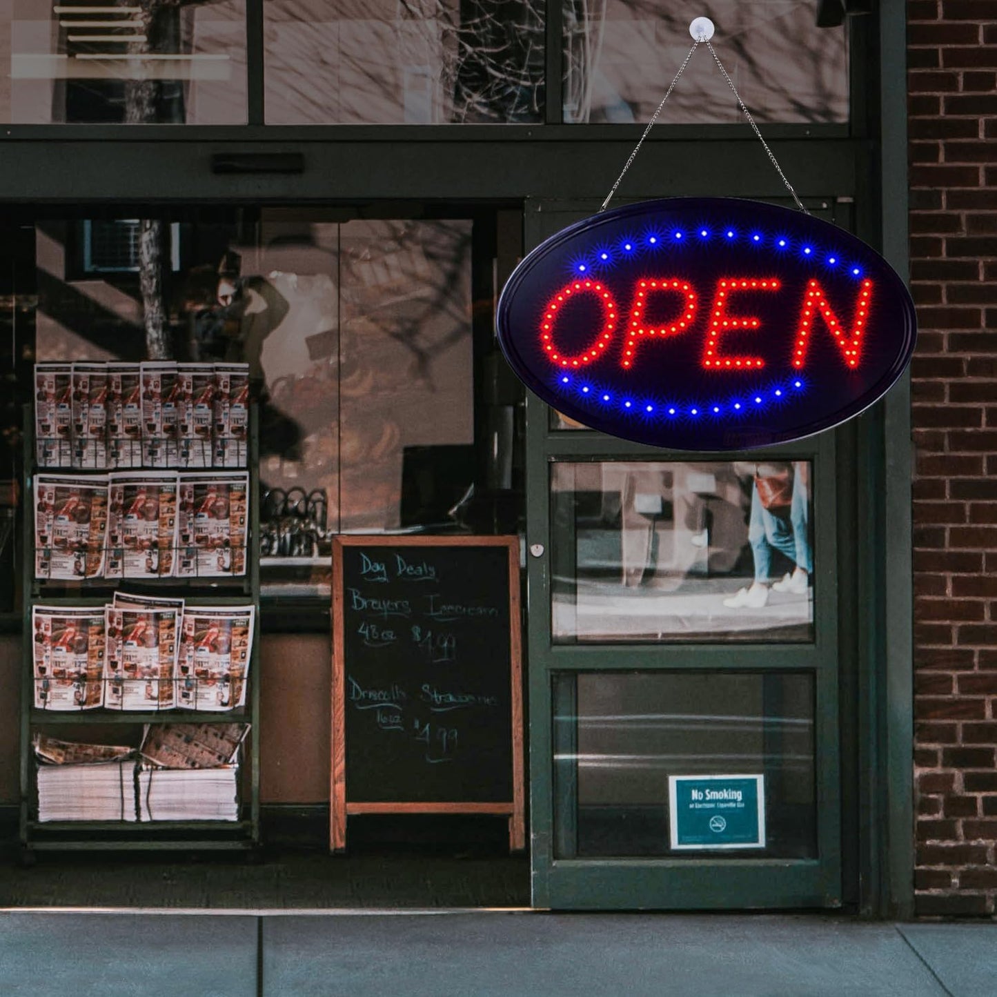 KEBE LED Open Sign, 23" x 14" Large High Visibility Advertisement Board Bright Electric Display Sign Flashing Light for Walls Business Window Bar Shop Hotel