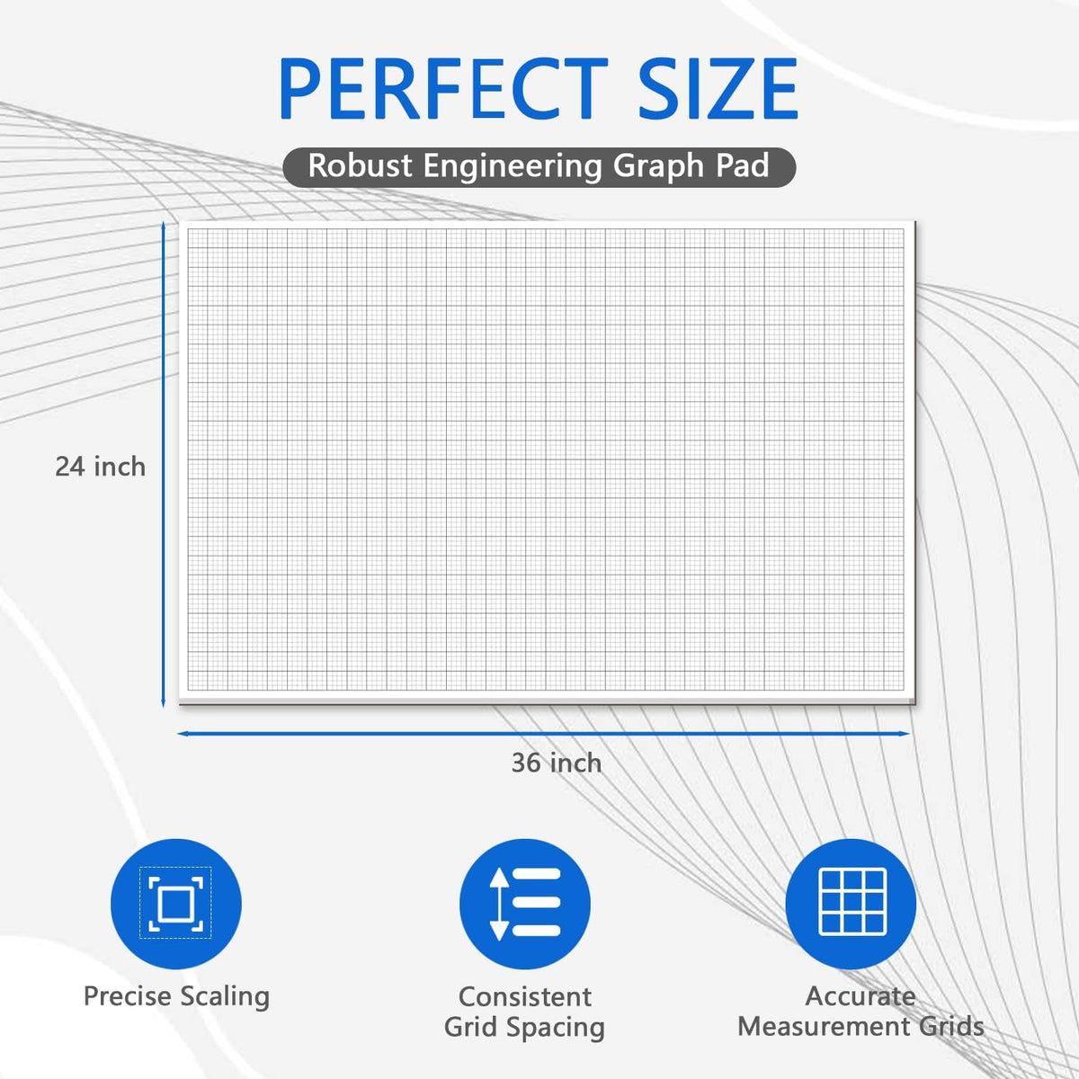 Graph Paper Pad - 30 Sheets/60 Pages, 24" x 36" Large Graph Paper 1" and 1/4" Ruled Grid Paper for Engineer Architect Designer Mathematician Draftsmen Sketch House Commercial Building Plan Drafting