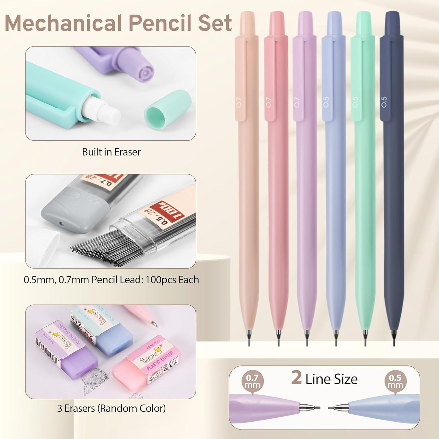 DazSirit 62 PCS Aesthetic School Supplies with Foldable Pencil Case, 12 Pastel Highlighters, 4 Erasable Pens, 5 Gel Pens, 6 Mechanical Pencils, Sticky Notes, Complete Stationery Kit for Teens, Pink