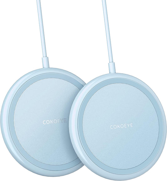 Wireless Charger, 15W Max Fast Wireless Charging Pad 2-Pack Compatible with iPhone16/16Plus/16Pro/16ProMax/iPhone15/15Pro/15Plus/14/13/12/Samsung S24 /S24Ultra/S23Ultra/S22/S21,AirPods Pro 2 Blue