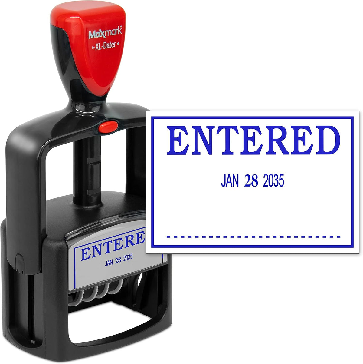 MaxMark Heavy Duty Style 3 Date Stamp with Entered self Inking Stamp - Blue Ink