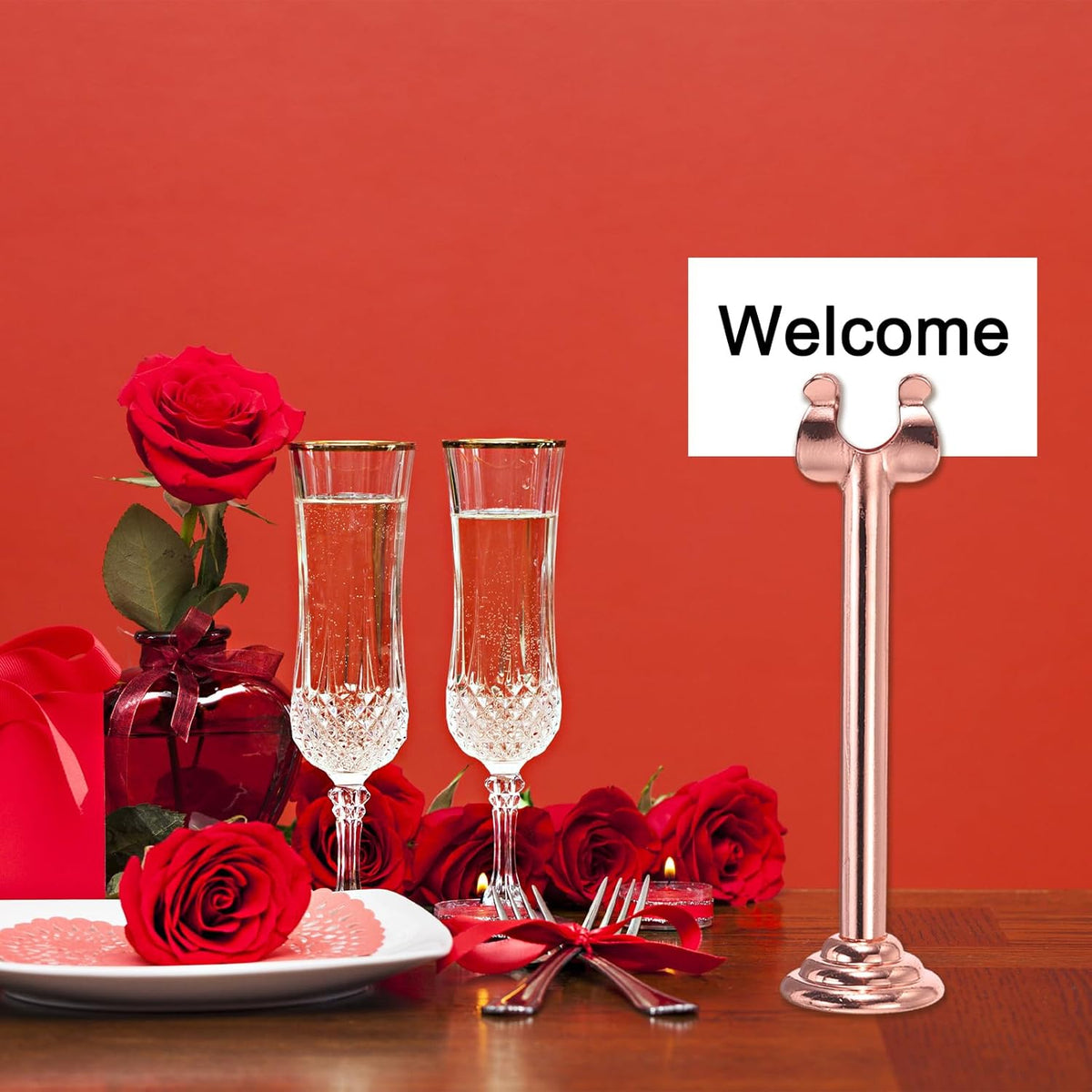 MECCANIXITY 12Pcs Table Number Holder 3.15 Inch Place Card Holder Picture Holders Silver Table Sign Holders for Wedding Anniversary Birthday Party