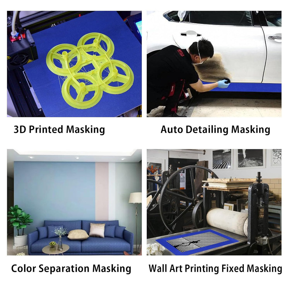 BOMEI PACK Wide Blue Painters Tape 6 Inches x 40 Yards, 3D Printing Tape for Laser Cutting, 21-Day Clean Removal Wide 6'' Masking Tape