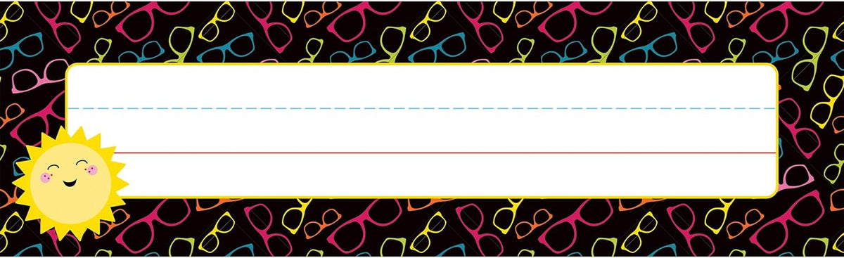 Carson Dellosa School Pop 36PC Name Labels for Kids, Neon Sunglasses Tags for Labeling Classroom, Chalkboard, Desk Organizer and Locker Organization Teacher Decor