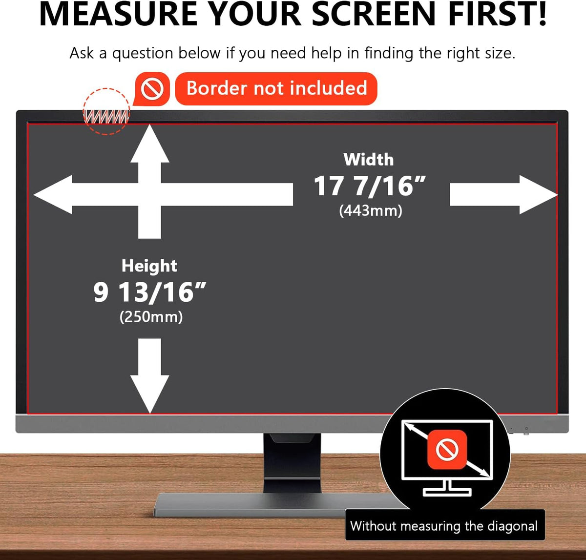 【2-Pack】20 Inch Computer Privacy Screen for 16:9 Monitors with Anti-Spy Anti-Glare Filter, Blue Light Blocking & Eye Protection, Removable Anti-Scratch HD Clarity Screen Protector