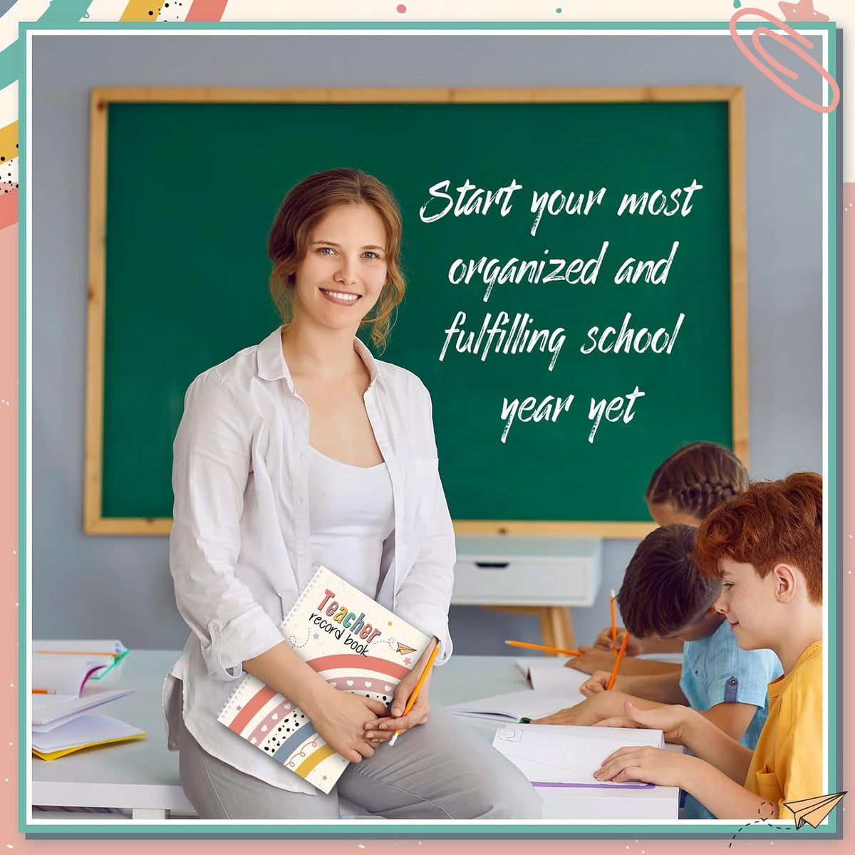 Teacher Record Book Teacher Grade Book Spiral Bound Record Class Gradebook Office Favors Gift for Classroom Attendance Supplies Decoration Double Sided Color Printing(Boho Heart Dot)