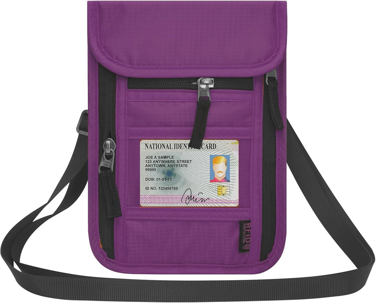 Neck Wallet for Travel,Passport Holder Neck Pouch for Men Women with Adjustable Neck Strap and RFID Blocking