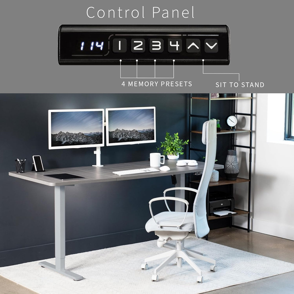 VIVO Electric 71 x 30 in Standing Desk, Memory Height Adjustment, 1B Series, Dark Gray Top Gray Frame, DESK-KIT-1G7G