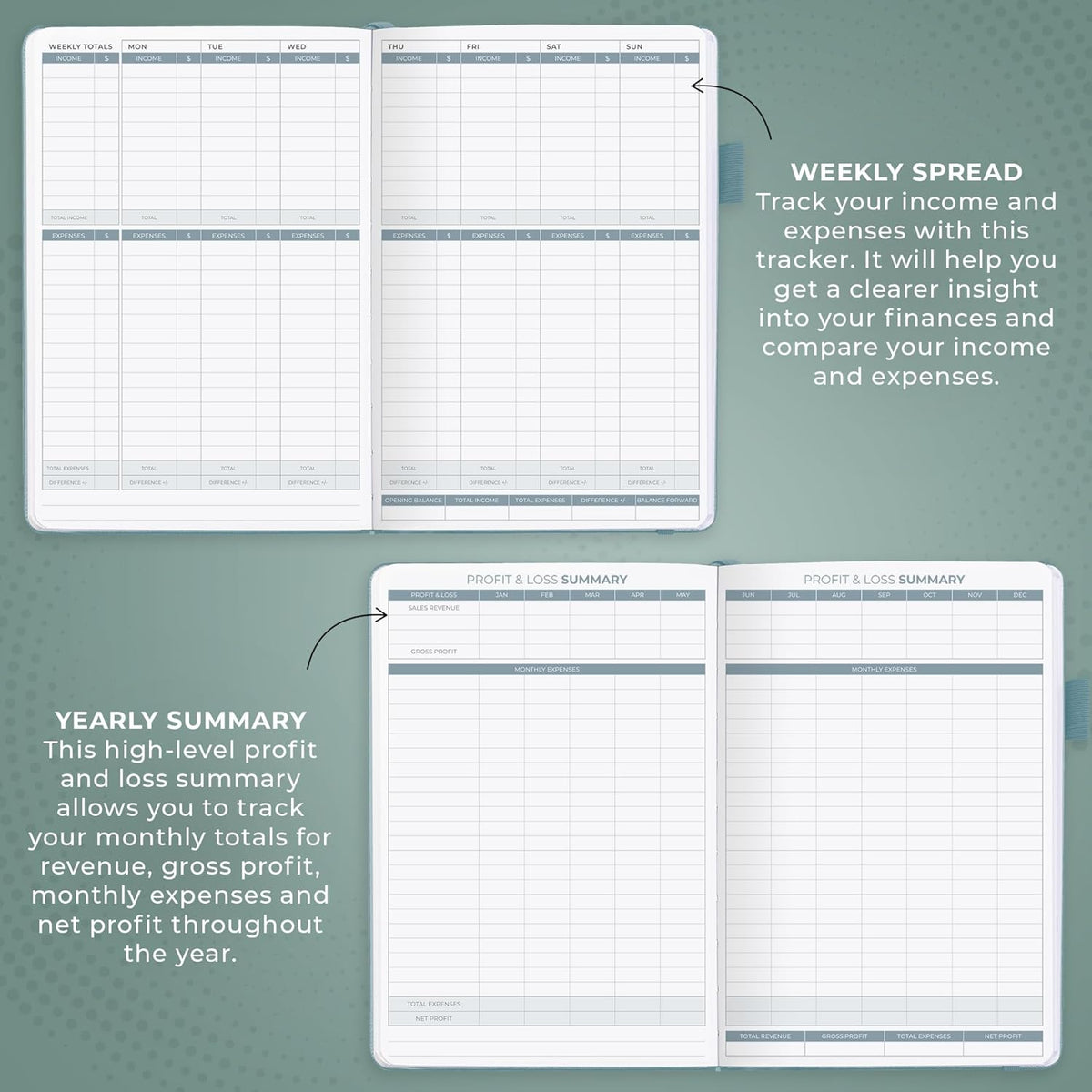 Clever Fox Income & Expense Tracker – Accounting & Bookkeeping Ledger Book for Small Business – 1-Year Record Notebook, A5 (Blue Surf)