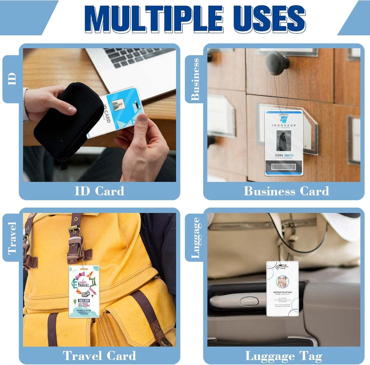 200 Pieces 5 Mil 2 1/2" x 4 1/4" Luggage Laminating Pouches Without Rope Clear Thermal Laminate Pouch Tags with Slot Hole for Pass Cards Student ID (200, 5 Mil-No Loops)