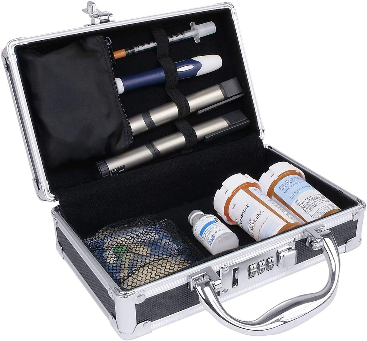 Vaultz Medicine Safe Case w/Combination Lock - Pack of 3 Cases, 8.35 x 5 x 2.5 - Black