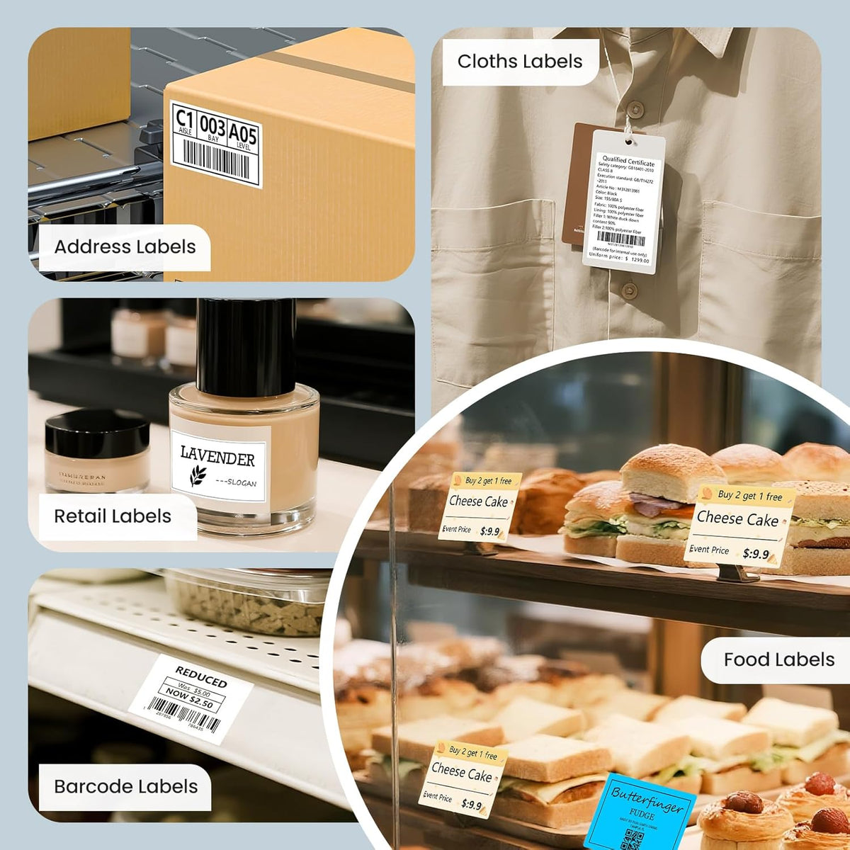 CLABEL Desk Bluetooth Barcode Label Printer: 221D Label Maker with Direct Thermal Printing, 2 Inch Print Width for Barcodes Address Shipping Warehouse with 1 Roll Label