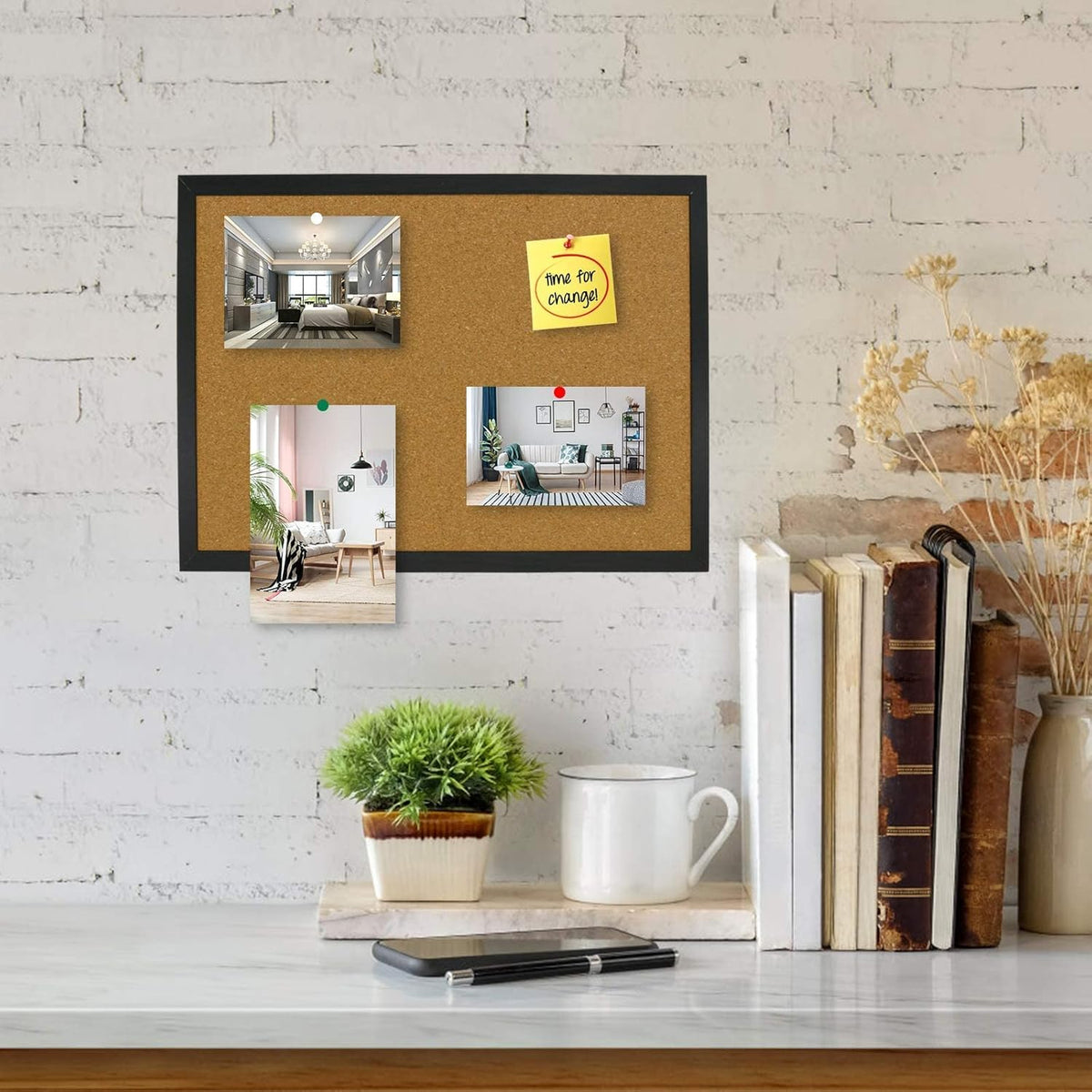 OWLKELA Cork Bulletin Board 17.7"X 13.3", Notice Pin, Ideal for Office & Home Decor, School Message or Vision