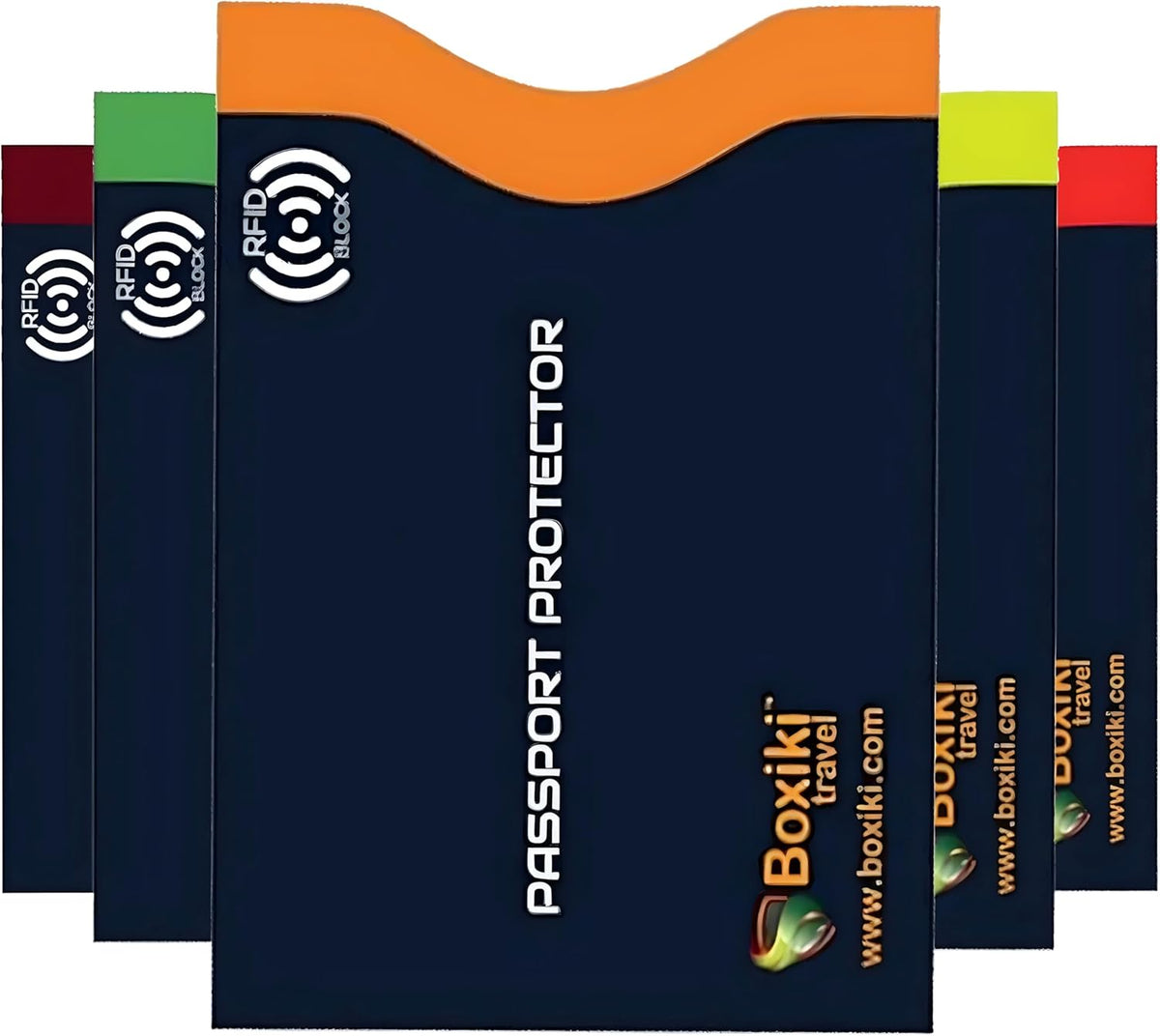 RFID Blocking Passport Sleeves (5-PCS) – Color-Coded Travel Organizers for Identity Theft Prevention – Navy Blue Passport Protector Sleeves for Men & Women