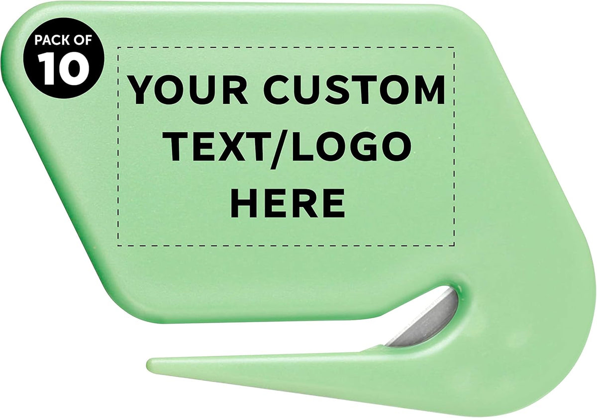 Custom Translucent Plastic Letter Openers Set of 10, Personalized Bulk Pack - Perfect for Home or Office - Green