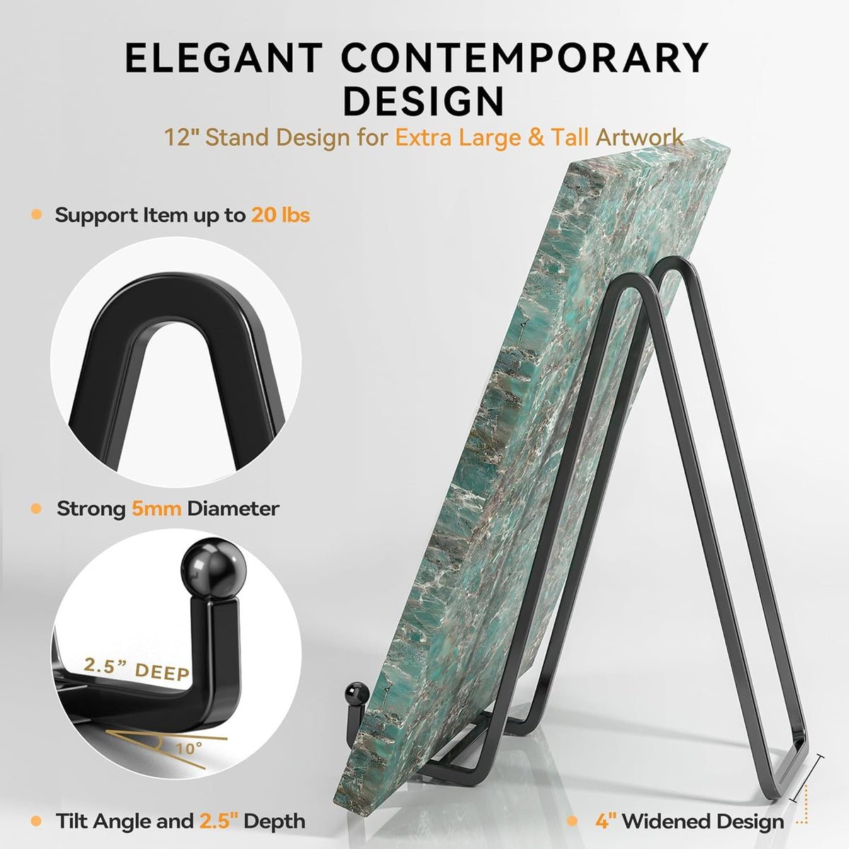 12 Inch Large Plate Stands for Display - Metal Picture Frame Easel Stands for Plates, Books, Platters, Plaques, Decor (2 Pack)