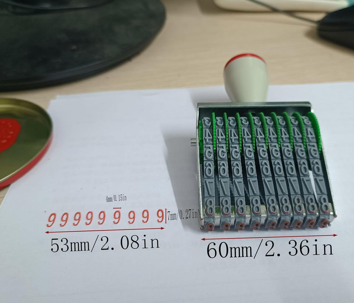 zeng 9 Digit Adjustable Number Stamp, with Number 0-9 and Symbols, Rubber Rolling Office Business Stamp, Supermarket & School Supplies, Multicolor