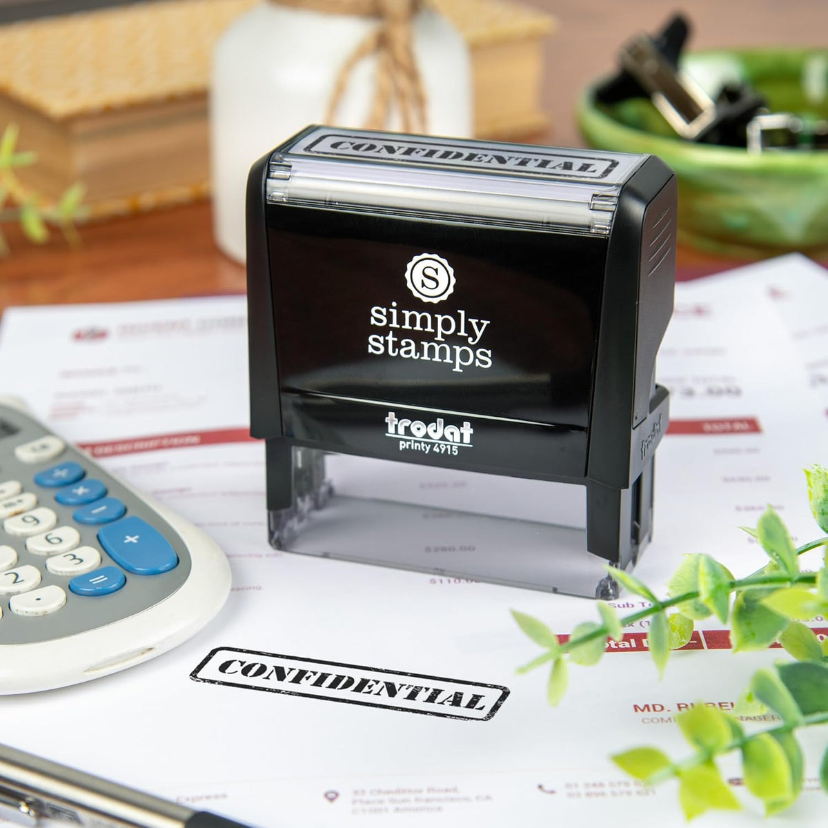 Confidential Office Stamp | 4 Different Sizes | 20 Designs | Multiple Color Options | Perfect for Quick Validation of Office Documents (Confidential, Xtra Wide)