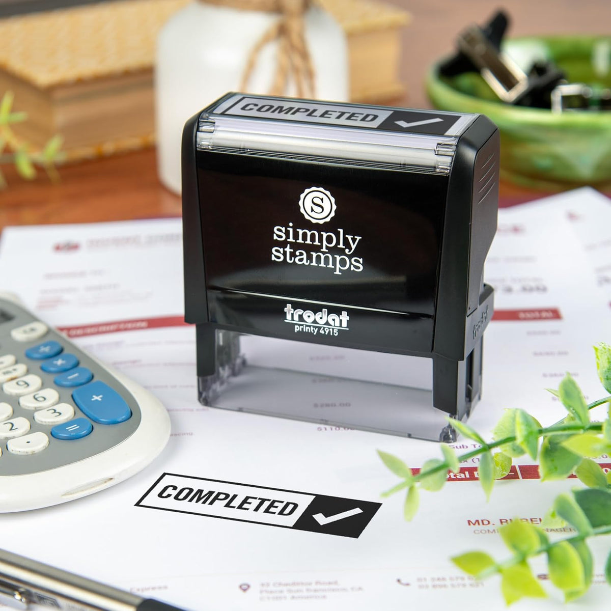 Completed Office Stamp | 4 Different Sizes | 20 Designs | Multiple Color Options | Perfect for Quick Validation of Office Documents (Completed, Xtra Wide)