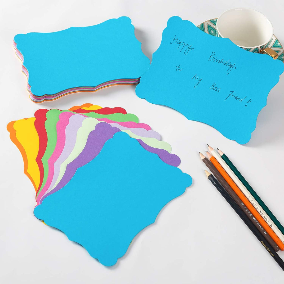 50 Pack Blank Kraft Cards Cardstock Thick Paper Brown Greeting Cards for DIY Gift Card Menus, Baby Shower and Wedding Invitations (Multicolored, 4x6IN)