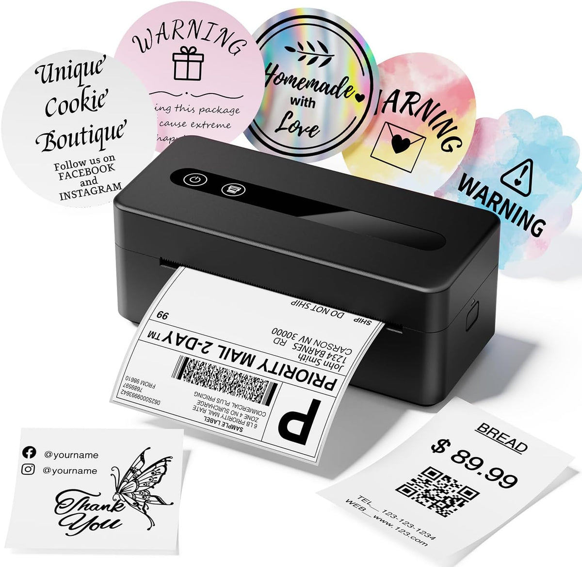 Thermal Shipping Label Printer 4X6 Upgraded, 2025 New Version Bluetooth Label Printer for Small Business and Package, Support iOS, Android, Windows, Mac, Compatible with Amazon, Shopify, USPS
