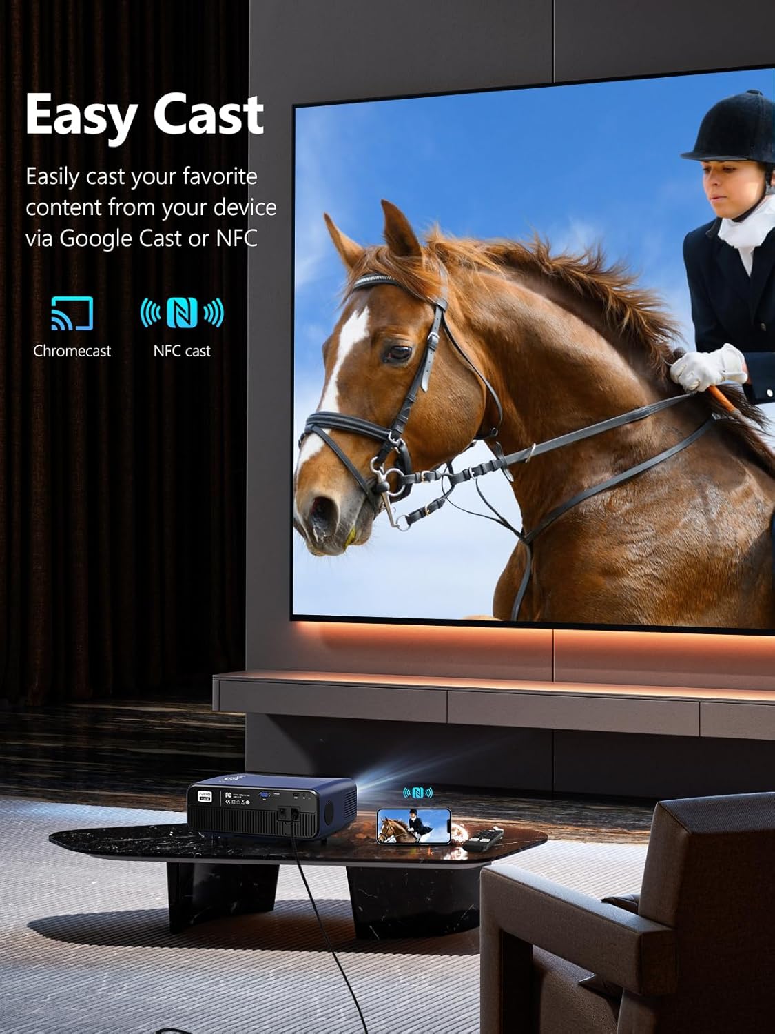 WiFi Bluetooth Smart Home Theater Projector 4K Ultra HD LED High Lumens 1700 ANSI Daytime Movie Gaming Video Proyector HDR10+ Android TV with Apps,Dolby Audio,Auto Focus,HDMI ARC for Ceiling/Room