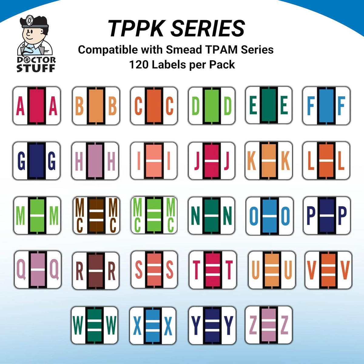 Doctor Stuff - File Folder Labels, Alphabet Letter C Stickers, Compatible with Smead BCCR/BCCS - TPAM Series Alpha Stickers Orange, 1" x 1-1/4", 120 Labels per Package