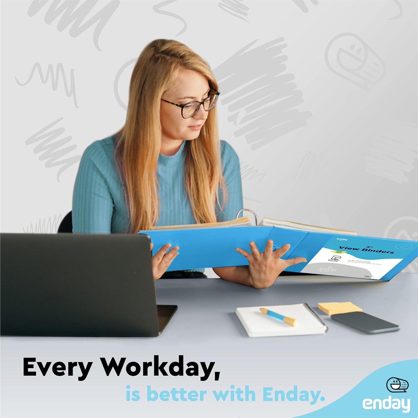 3 Slant D-Ring Binder 3 Inch Blue, 3 in Clear View Cover with 2 Inside Pockets Binder, Heavy Duty Colored School Supplies Binders,Also Available in Green, Grey, Purple, Red, Pink (24 PC) – by Enday