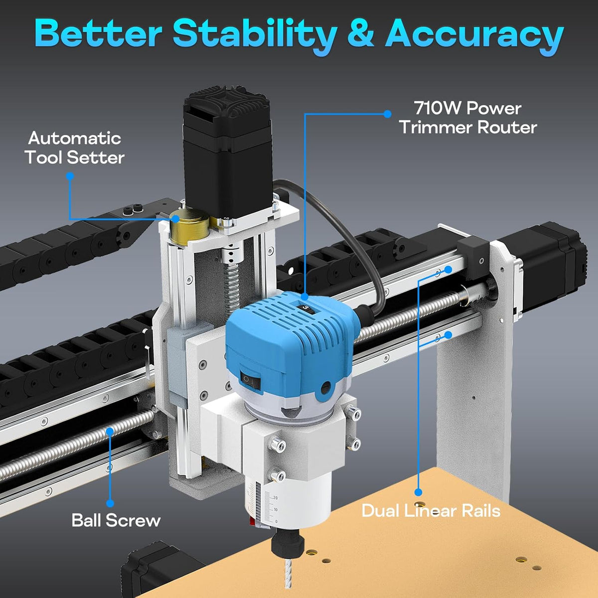Cnc Router Machine 4040, Custom-Made 710W 6000-30000 RPM Trim Router Spindle, Linear Rails and Ball Screws, Engraving Milling Machine for Metal Wood Acrylic Leather etc.