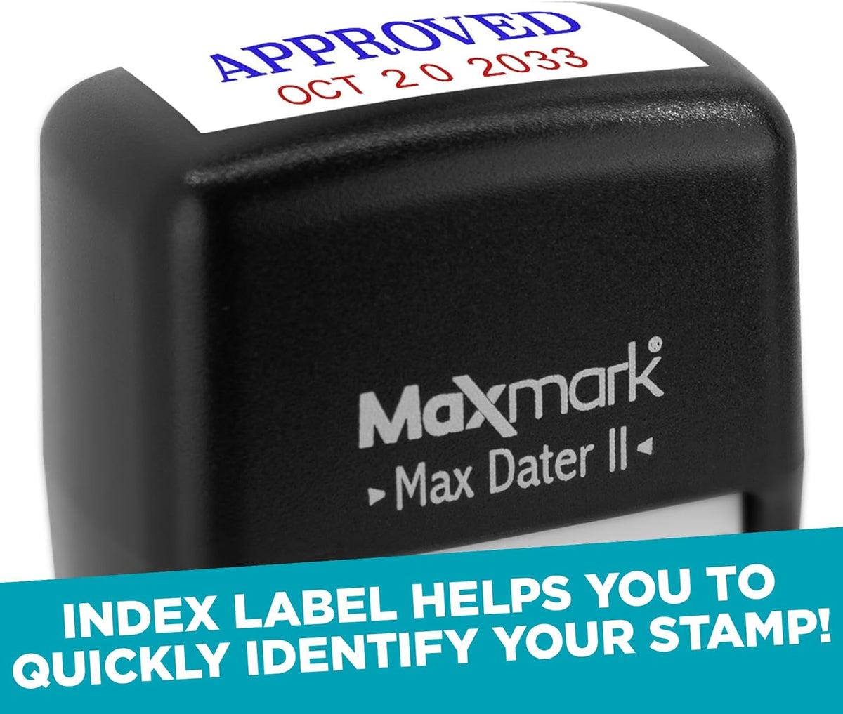 MaxMark Self-Inking Rubber Date Office Stamp with MAILED Phrase & Date - Blue Ink (Max Dater II), 12-Year Band