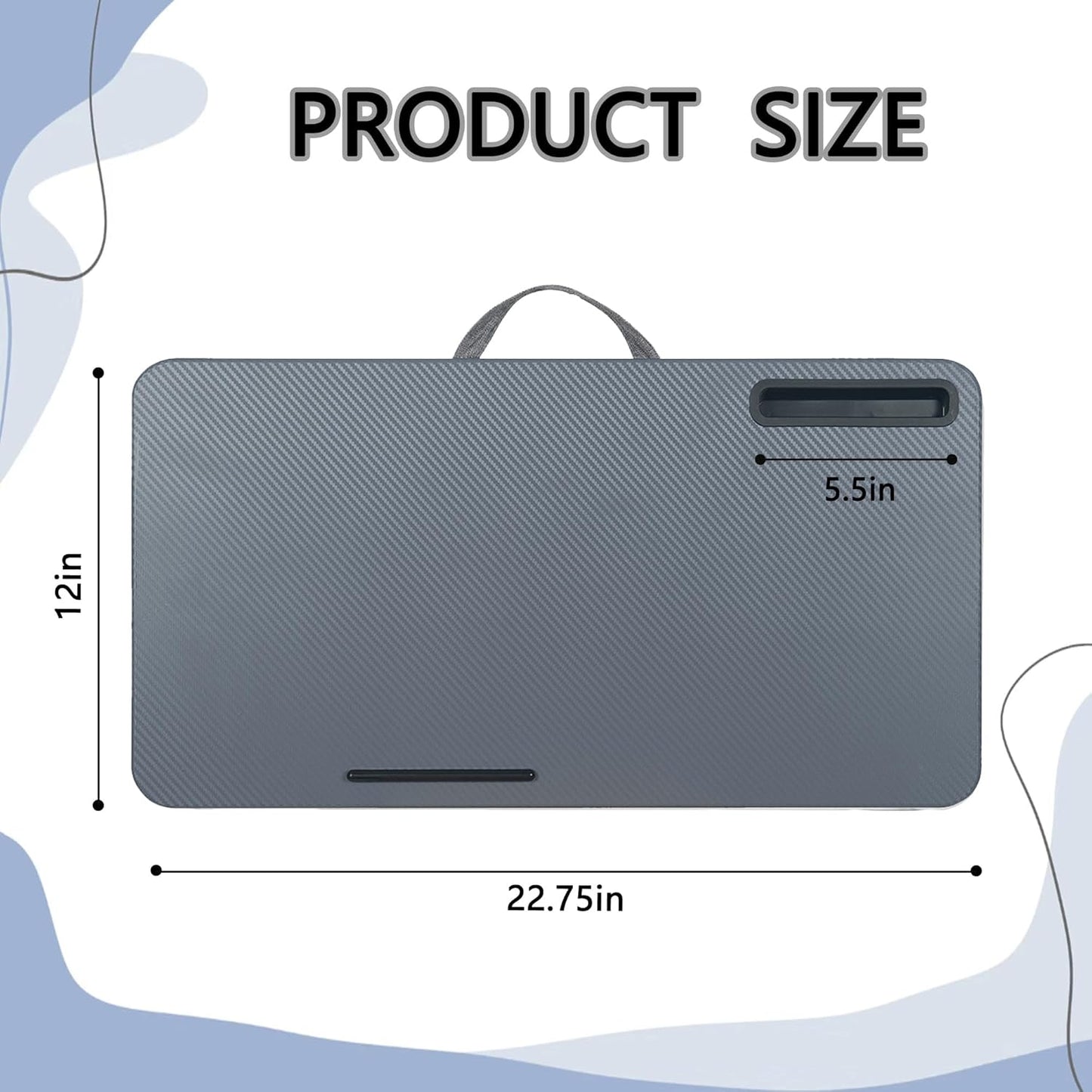 Portable Laptop Desk Fits Up to 16“ Laptops, with Tablet Slot, Built-in Cushion, Great for Home & Office,Lap Desk for Laptop,Lap Desk with Cushion (Dark Grey, Large)