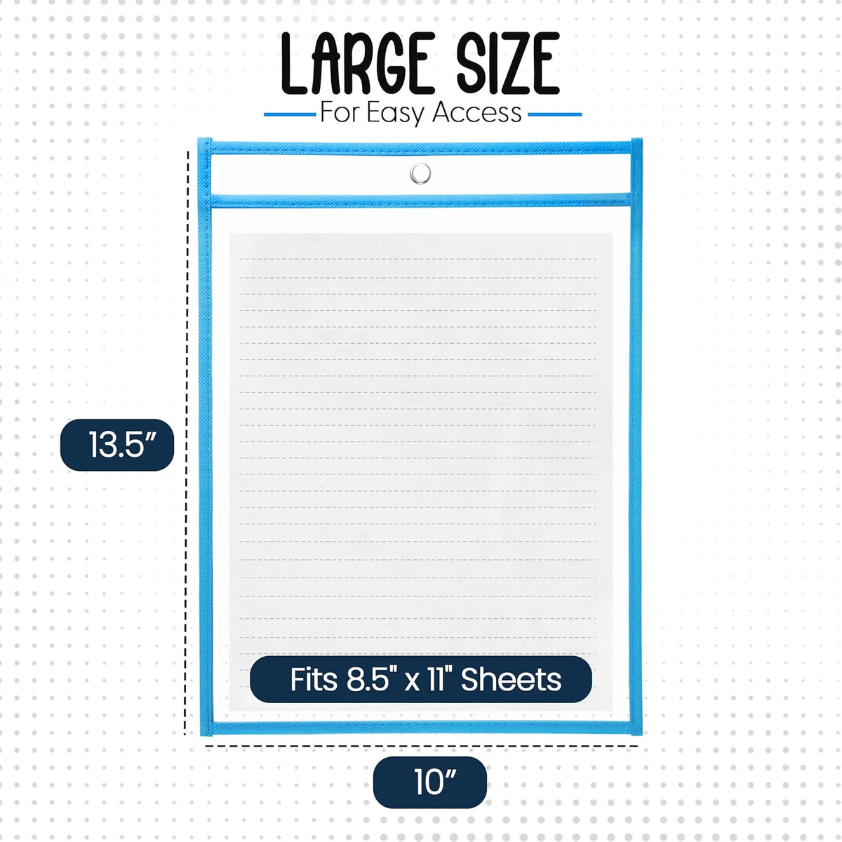 Essex Wares - 6 Pack, Sky Blue, Water-Resistant Dry Erase Pocket Document Protectors, 10" Wide x 13.5" Tall - Dry Erase Clear Plastic Sleeves - Reusable & Easy Erase Plastic Invoice Holders