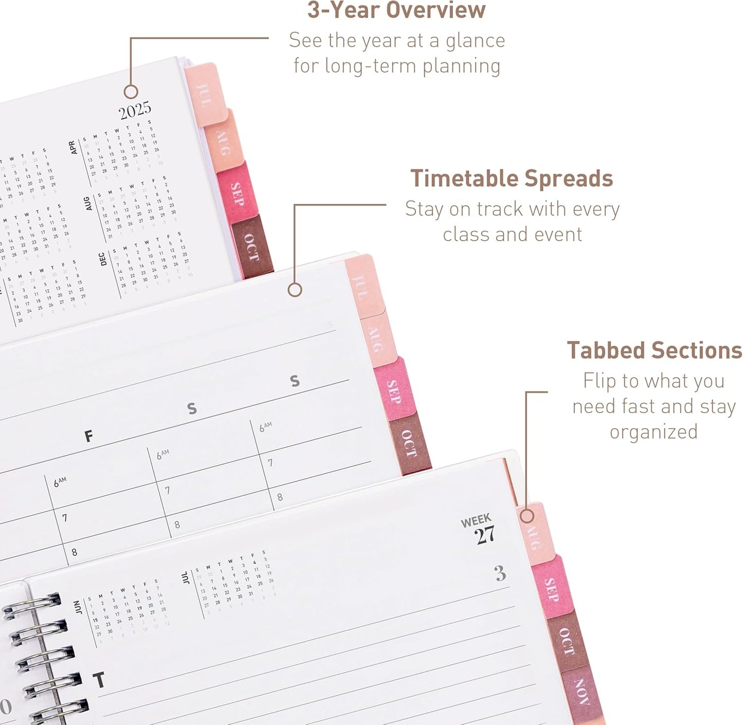 Rileys Academic Planner 2025-2026, Daily, Weekly & Monthly Planner, July 2025 - June 2026, Student Notes Pages, Twin-Wire Binding, Weekly Agenda for School & Work (8 x 6-Inches, Black)