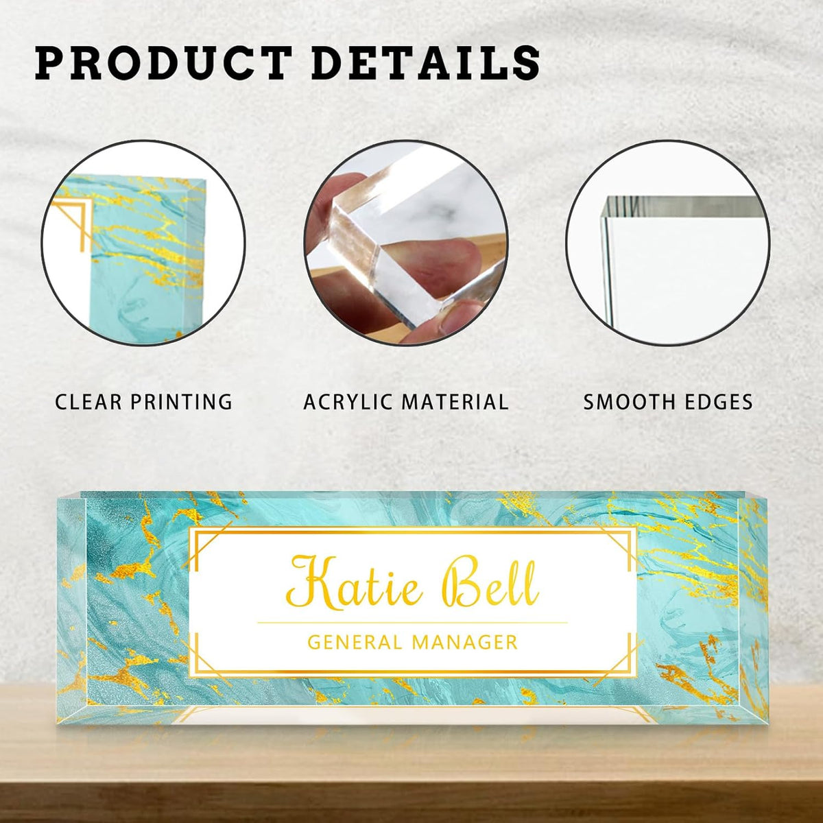 Personalized Name Plate for Desk, Custom Acrylic Desktop Accessories Office Decor for Women Men, Offices Gift for Coworkers Boss Teacher, Employee Appreciation Gifts