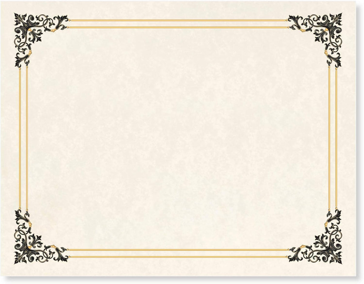 PaperDirect Black and Gold Accents on Renaissance Standard Certificates, 8½ x 11, 100 Count, Certificates And Awards Paper, For School, Work, Diplomas & Award Certificates