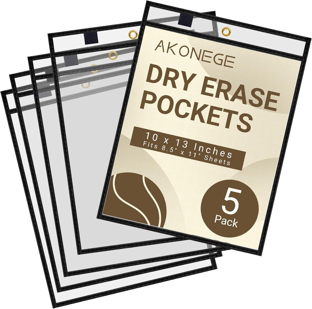 5 Pack Oversized Dry Erase Pocket Sleeves Reusable 10 x 13 Inches Black Shop Ticket Holders Clear Plastic Sleeves Sheet Protectors for Documents, Teacher Classroom & Office Supplies