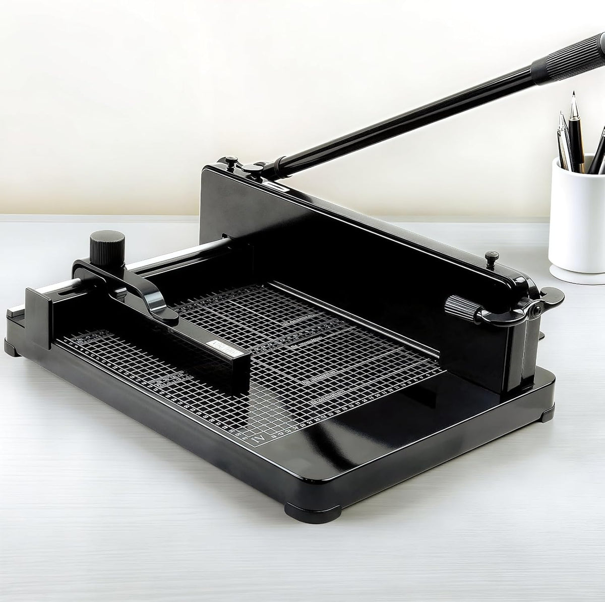 12" Guillotine Paper Cutter, Solid Steel Construction Paper Cutter for A4 Paper, 400 Sheet Capacity Guillotine Paper Cutter for Coupon, Craft Paper and Photos, Black