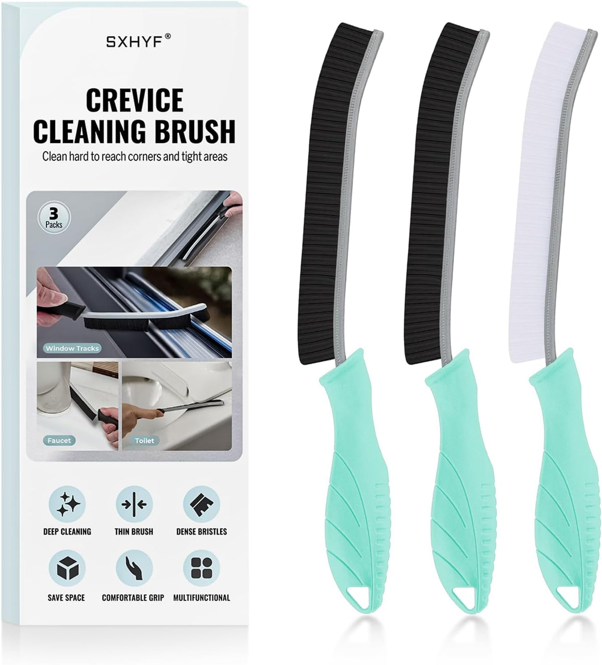 SXhyf Crevice Cleaning Brush - Grout Scrub Brush, House Cleaning Supplies, Gap Cleaning Tools, Home Essentials, Gifts for Women Men, Hard Bristle Crevice Cleaner Brush for Household Use, Bathroom