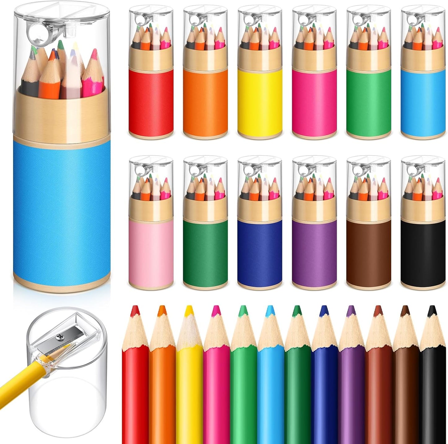 48 Sets Mini Drawing Colored Pencils Bulk with Sharpener for Kids 3.5" Small 12 Colors Travel Colored Portable Pencil Set Back to School Gifts for Students Adults Art Painting Classroom