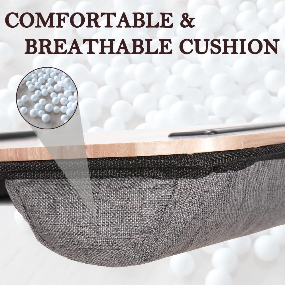 Portable Laptop Desk Fits Up to 16“ Laptops, with Tablet Slot, Built-in Cushion, Great for Home & Office,Lap Desk for Laptop,Lap Desk with Cushion (Warm Brown, Medium)