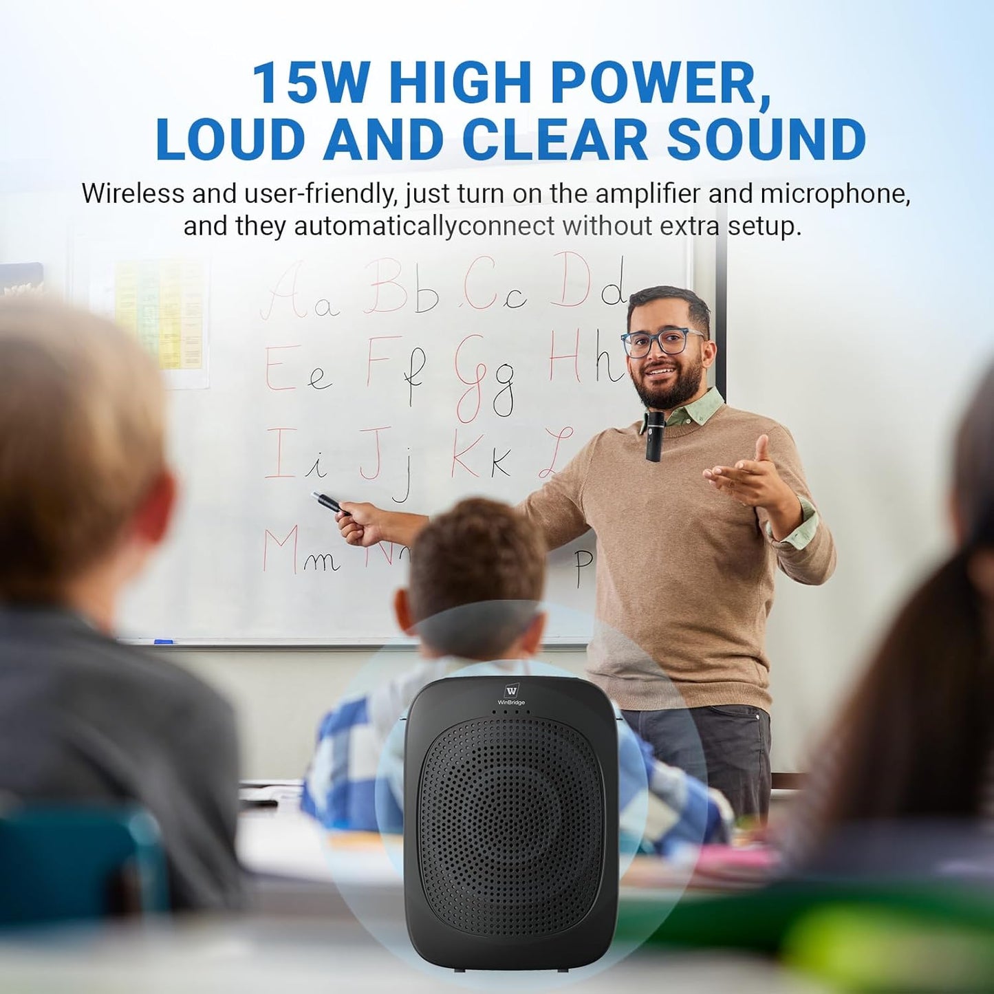 Bluetooth Voice Amplifier with Wireless Lavalier Lapel Microphone for Teachers, Portable Speaker Clip-On Microphone, Mini Megaphone PA System for Classroom/Yoga/Public Events C006