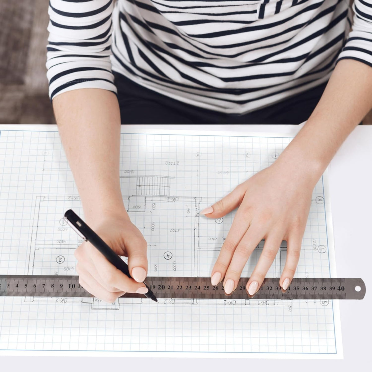 Graph Paper Pad for Blueprint Drawings, Drafting, Engineering Drawing, and Planning - Graph Paper 8.5x11 Blueprint Quadrille Grid Paper Pads with Blue Lines, High Brightness 50 Sheets (1-Pack)