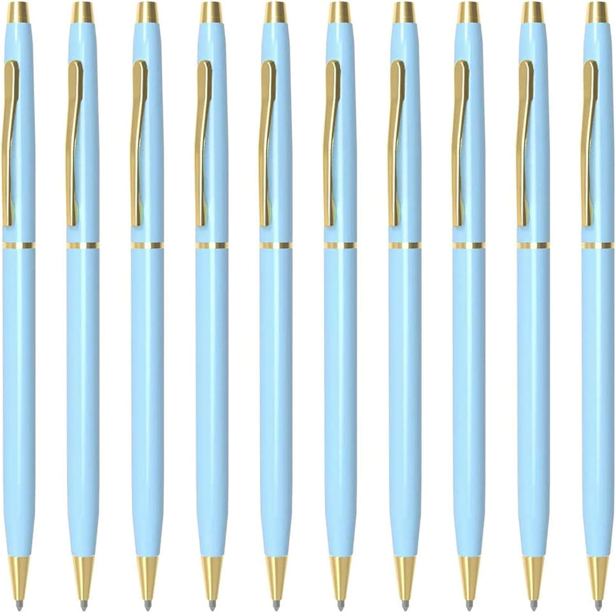Cambond Ballpoint Pens Blue Pens - Fancy Pens Black Ink 1.0 mm Medium Metal Pen Retractable Smooth Writing for Men Women Police Uniform Office Business, 10 Pack (Blue)