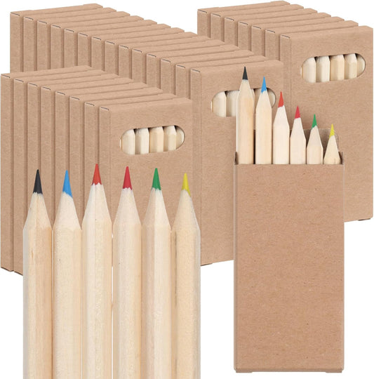 Ctosree 36 Packs Mini Colored Pencils Bulk 3.5 Inch Coloring Drawing Pencil in Kraft Boxes Goodie Bags Gift for Kids Adult Classroom School Office Painting Christmas Birthday Party Favor, 6 Per Pack