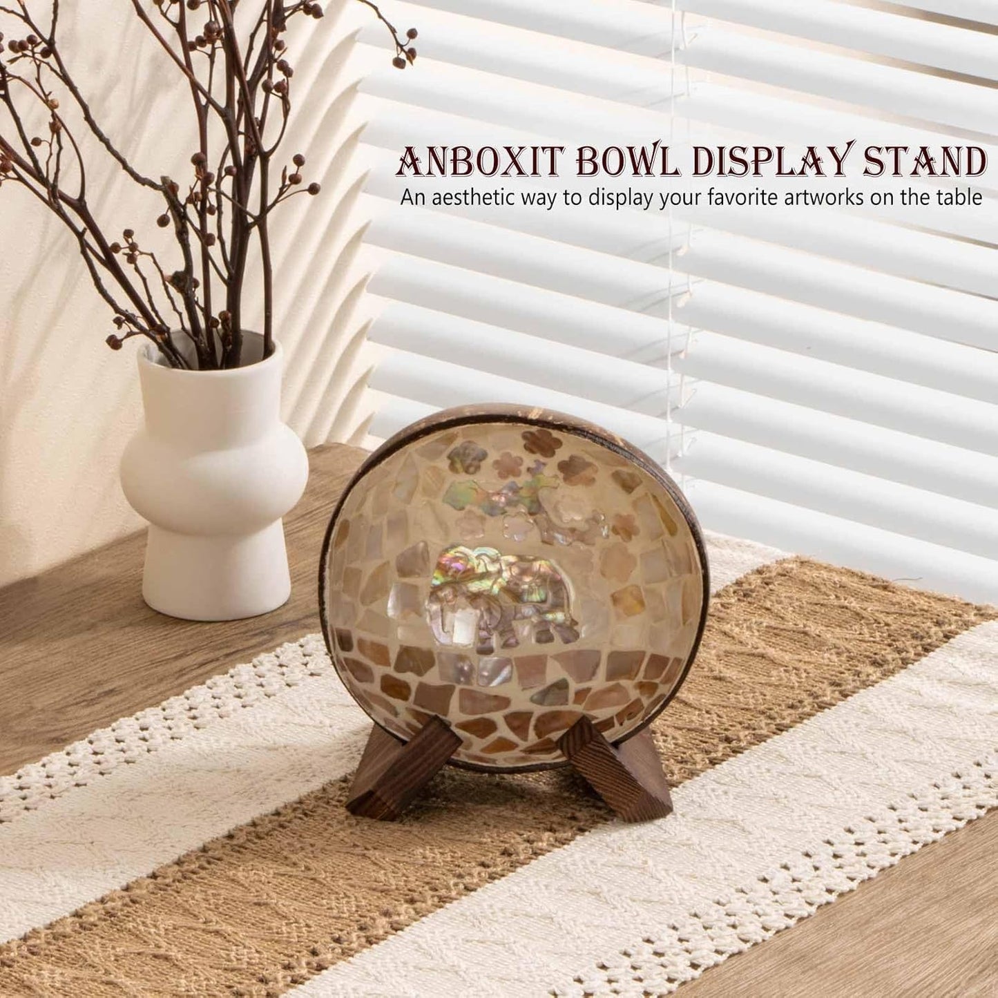 Bowl Stands for Display, 3.5 Inch Plate Holder, Wooden Easel Frame Holder, Display Stand for Large Deep Platters and Dishes, 3.5" H x 4.8" W x 4" D (For Bowls under 2.5" in Depth)