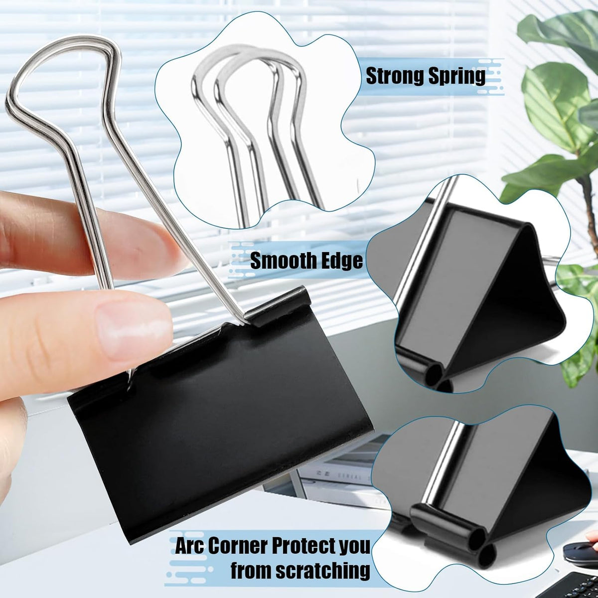 Extra Large Binder Clips 2.4 Inch(48 Pack), Upgrade Large Binding Clips Jumbo Paper Clips, Heavy Duty Big Clamps for Office and Home Supplies, Black
