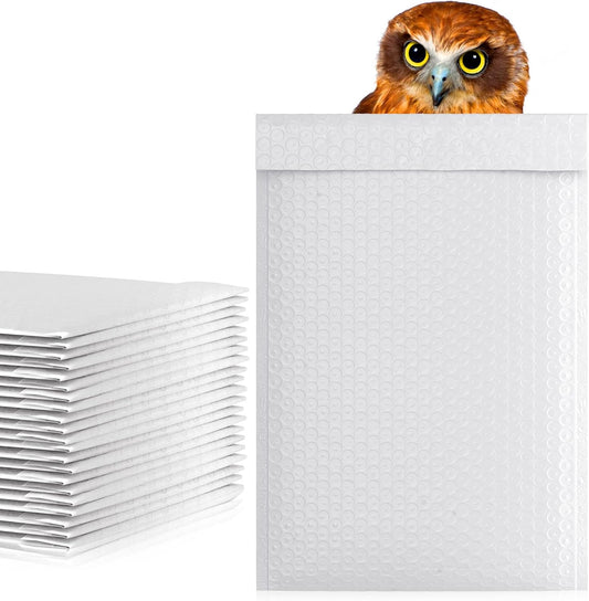 White Poly Bubble Mailers 7.25 x 11 Inch. Pack of 2000 Padded Envelopes Waterproof. Self Seal Padded Mailers with Durable Seams. Lightweight Padded Shipping Envelopes for Mailing Fragile Things