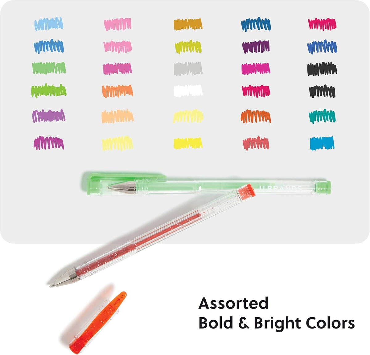 U Brands Metallic Gel Pens, Set of 30, Assorted Point Sizes, Glitter, Pastel, Neon and Classic Assorted Colors