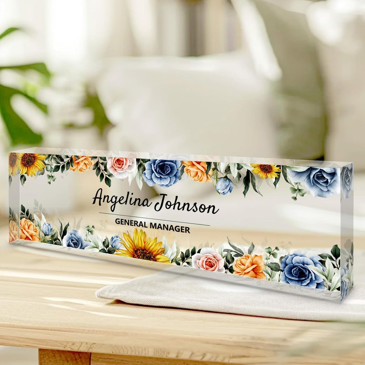 Personalized Name Plate for Desk, Custom Acrylic Desktop Accessories Office Decor for Women Men, Offices Gift for Coworkers Boss Teacher, Employee Appreciation Gifts