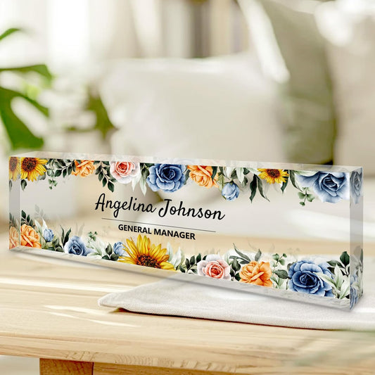 Personalized Name Plate for Desk, Custom Acrylic Desktop Accessories Office Decor for Women Men, Offices Gift for Coworkers Boss Teacher, Employee Appreciation Gifts